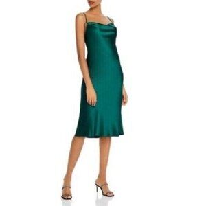 Aqua Dress Emerald Green Satin Slip Dress SZ S